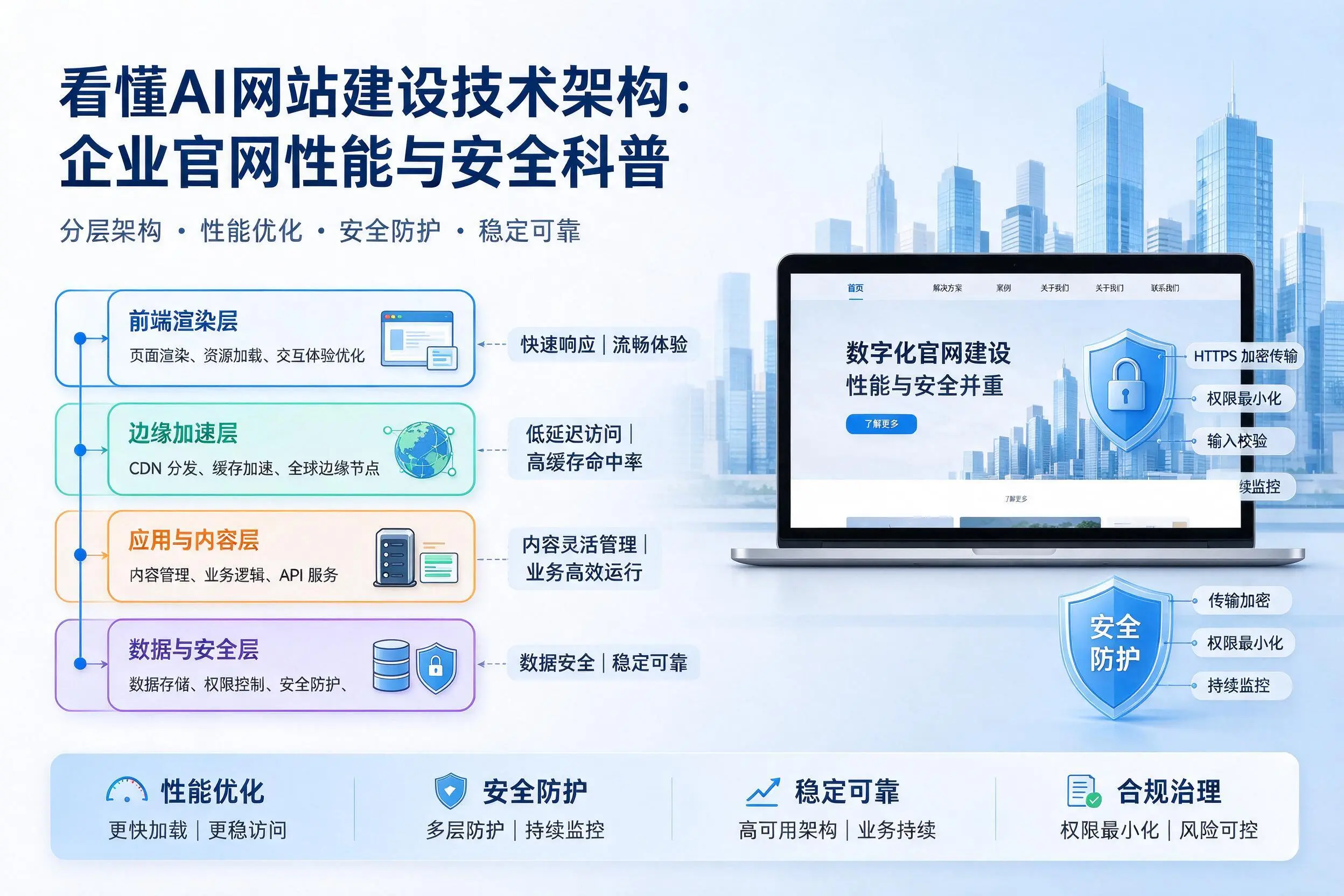 看懂AI网站建设技术架构：桂林企业官网性能与安全科普