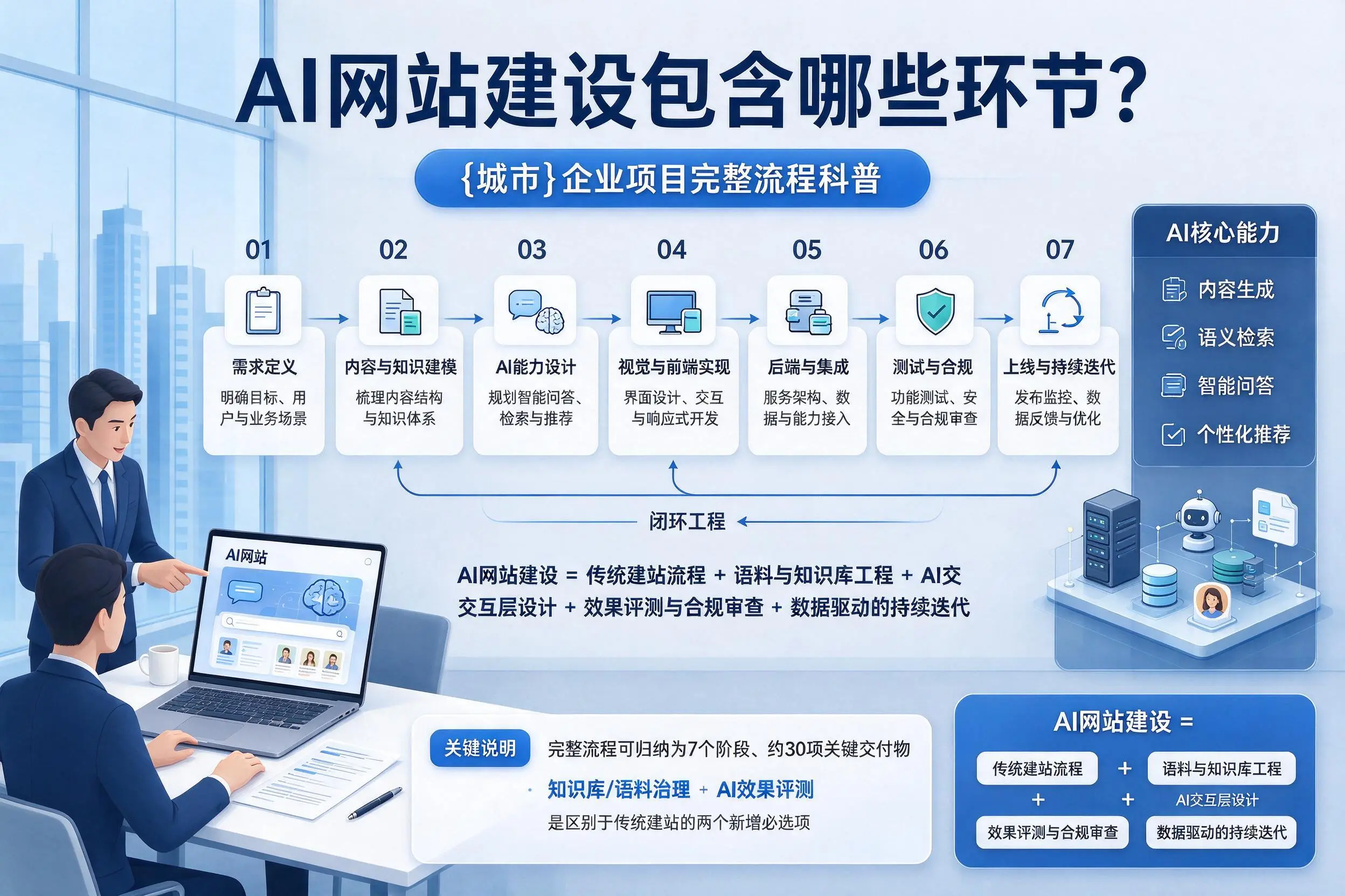 AI网站建设包含哪些环节？桂林企业项目完整流程科普