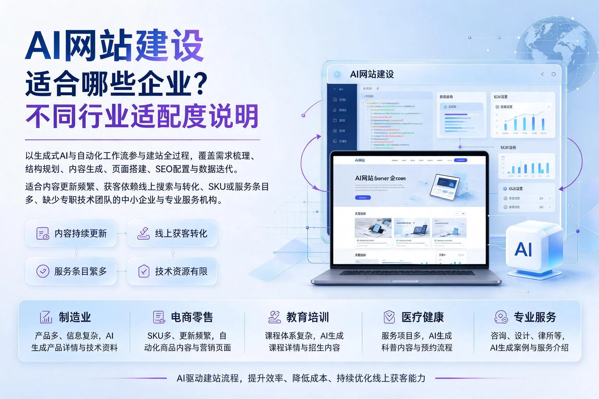 AI网站建设适合哪些企业？桂林不同行业适配度说明